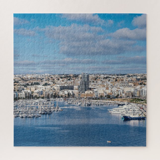 Sliema harbour with modern buildings and boats jigsaw puzzle (Vertical)