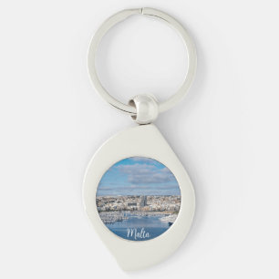 Sliema harbour with modern buildings and boats key ring