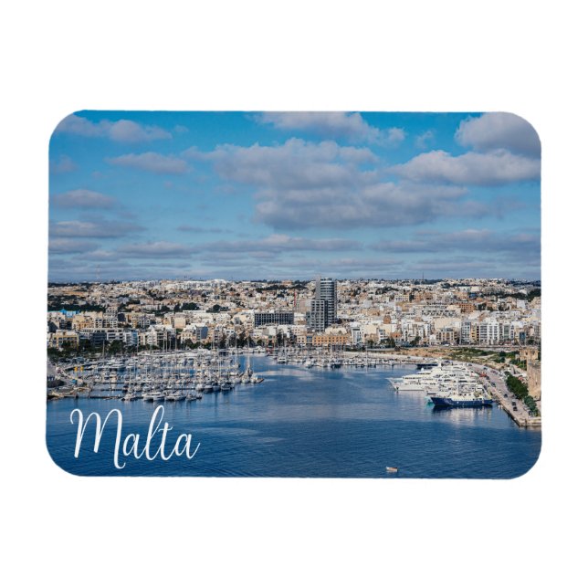 Sliema harbour with modern buildings and boats magnet (Horizontal)