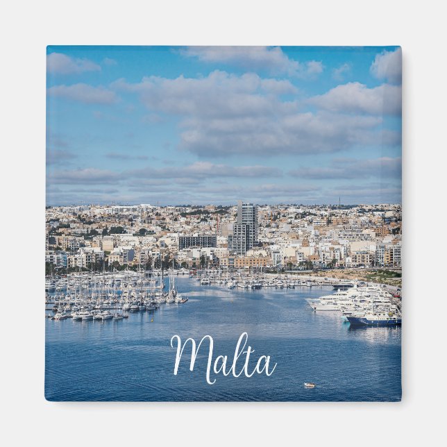 Sliema harbour with modern buildings and boats magnet (Front)