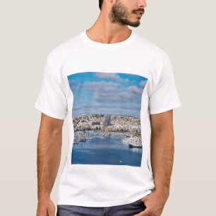 Sliema harbour with modern buildings and boats T-Shirt