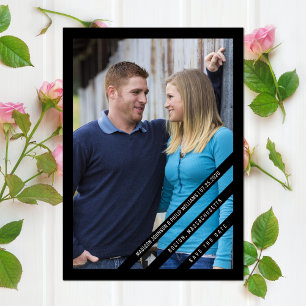 Slightly Slanted Photo Save the Date   Black