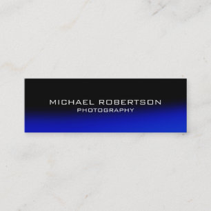 Slim Black Blue Modern Photographer Business Card