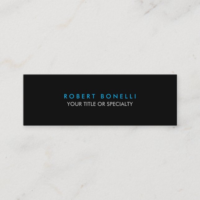 Slim Black White Blue Standard Business Card (Front)