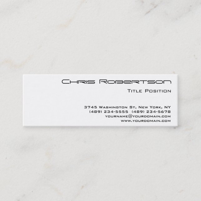 Slim Black White Charming Mini Business Card (Front)