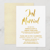 Slim Gold Chevron Just Married Post Wedding Party