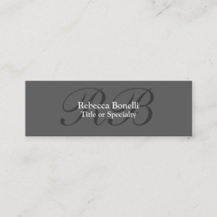 Slim Grey Black White Monogram Business Card