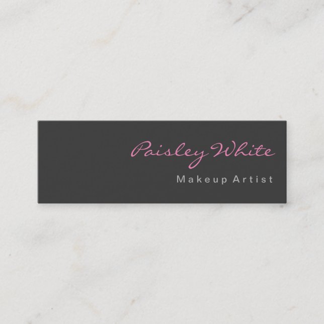 Slim Grey Pink Clean Simple Modern Professional Mini Business Card (Front)