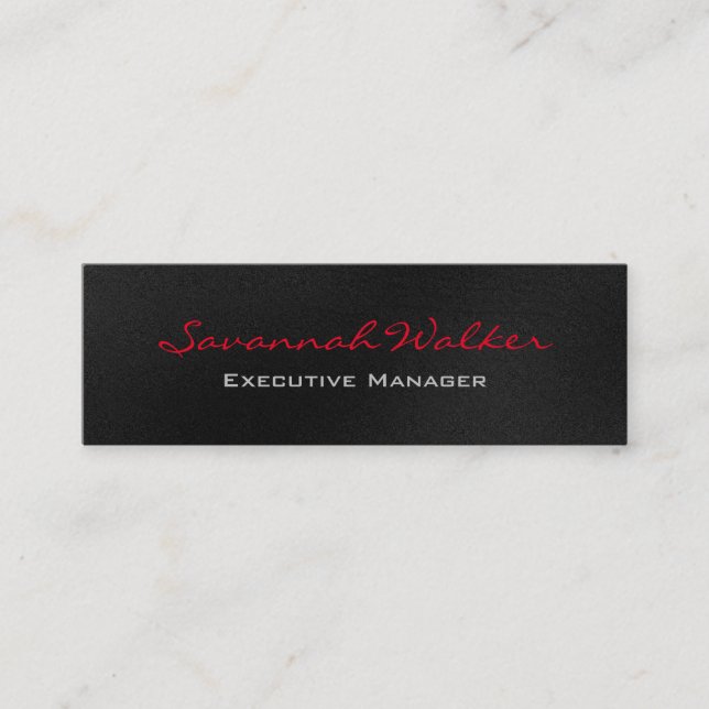 Slim Grey Red Script Professional Modern Trendy Mini Business Card (Front)