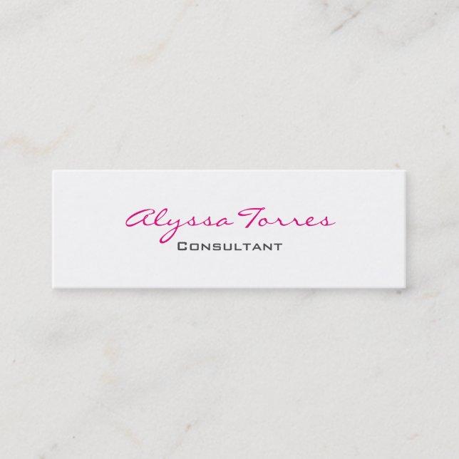 Slim Grey White Pink Professional Modern Trendy Mini Business Card (Front)
