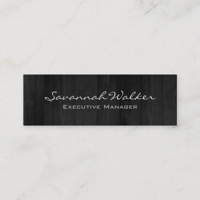 Slim Grey Wood Design Professional Modern Trendy Mini Business Card (Front)