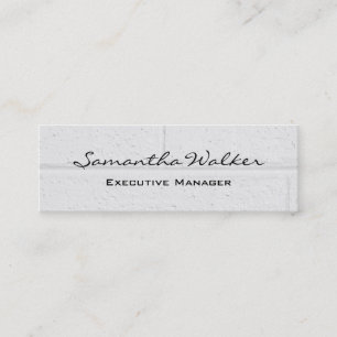 Slim Handwriting Modern Light Grey Wall Bricks Mini Business Card