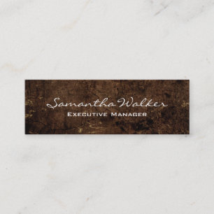 Slim Handwriting Modern Trendy Brown Mini Business Card