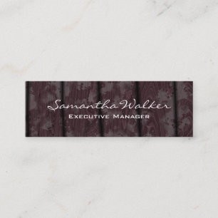 Slim Handwriting Modern Trendy Brown Wood Mini Business Card