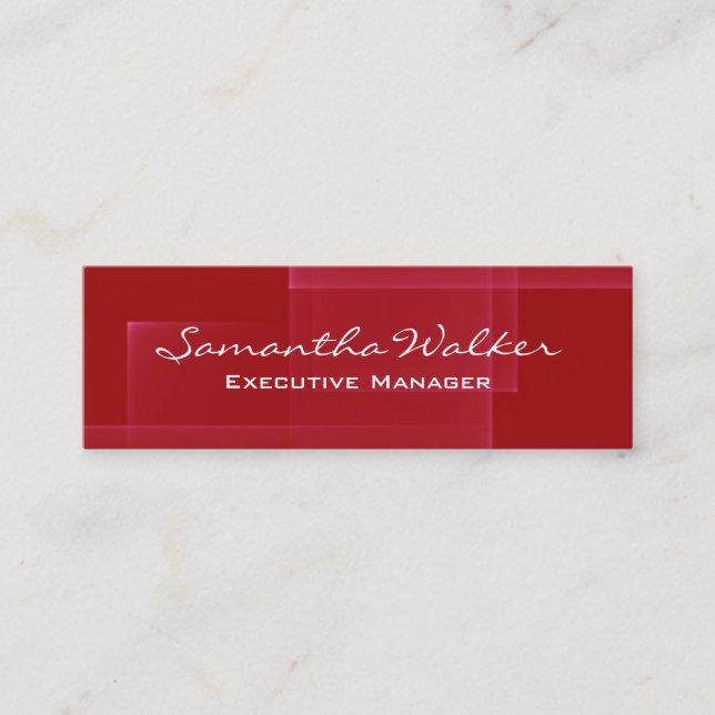 Slim Handwriting Modern Trendy Red Abstract Mini Business Card (Front)