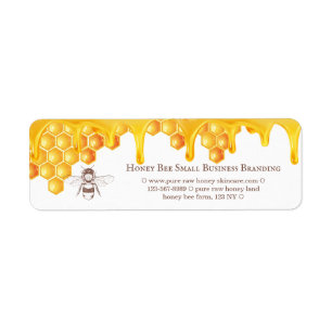 Slim Honey Drip Border Engraved Bee Monogram Return Address Label