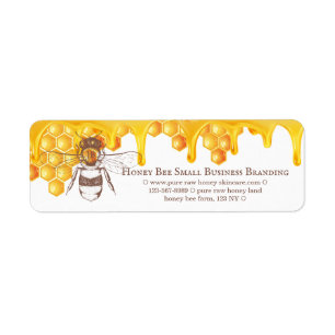 Slim Honey Drip Border Engraved Bee Monogram Return Address Label