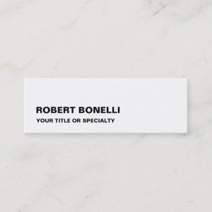 Slim Legible Modern Black White Minimalist Mini Business Card