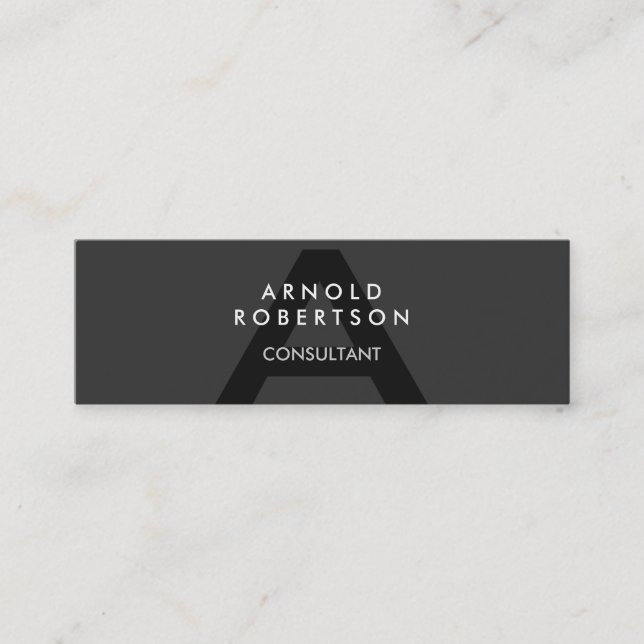 Slim Monogram Grey Trendy Business Card (Front)