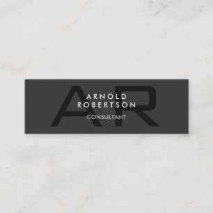 Slim Monogram Plain Gray Trendy Business Card