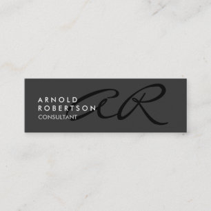 Slim Monogram Plain Grey Trendy Business Card