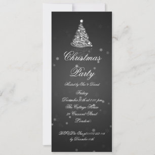 Slim Party Invitation Elegant Modern Tree Black