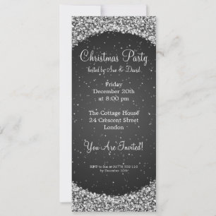 Slim Party Invitation Elegant Night Sparkle Black