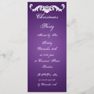 Slim Party Invite Vintage Ornament on Purple