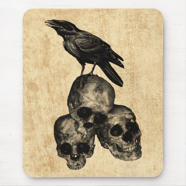 Slim Pickings Crow Skulls Gothic Art Mousepad (Front)
