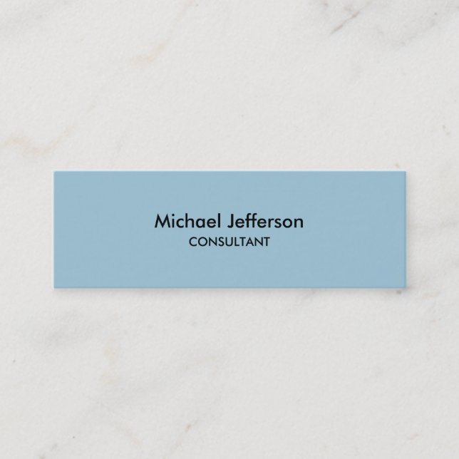Slim Plain Blue Professional Business Card (Front)