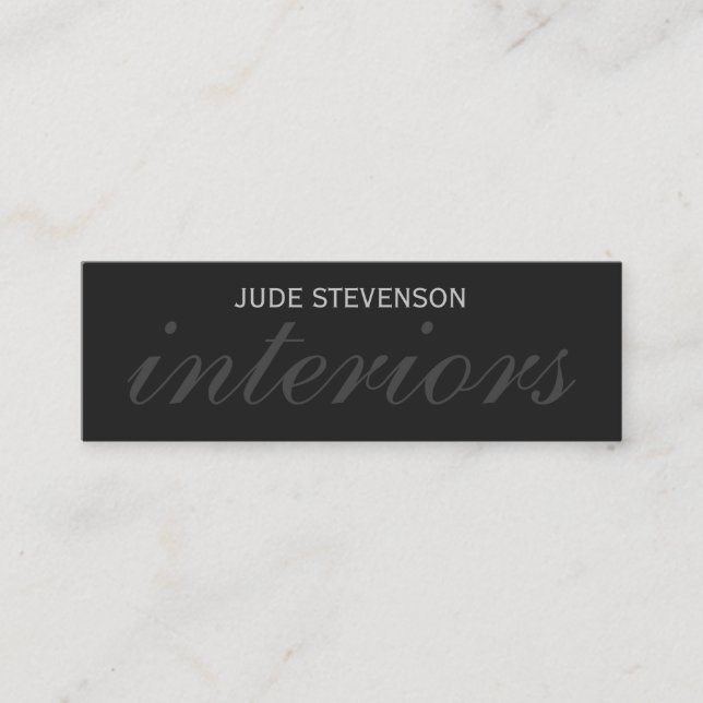 Slim Plain Grey Interior Designer Business Card (Front)