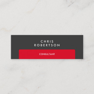 Slim Professional Grey Red Stripe Business Card
