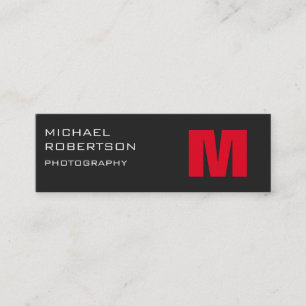 Slim Red Grey Monogram Photographer Business Card