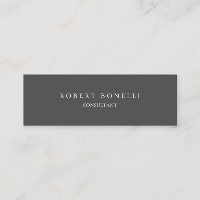 Slim Skinny Grey Sophisticated Business Card (Front)