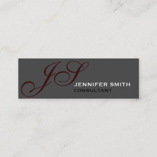 slim Skinny Monogram Consultant Grey Business Card