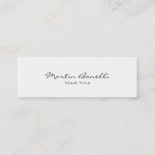 Slim Skinny White Simple Modern Business Card