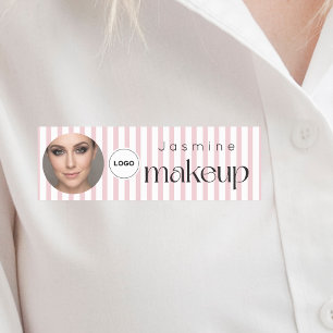 Slim Stripes Beauty Professional MUA Photo Qr Name Tag