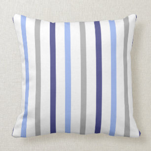 Slim Stripes White Grey & Blues Cushion
