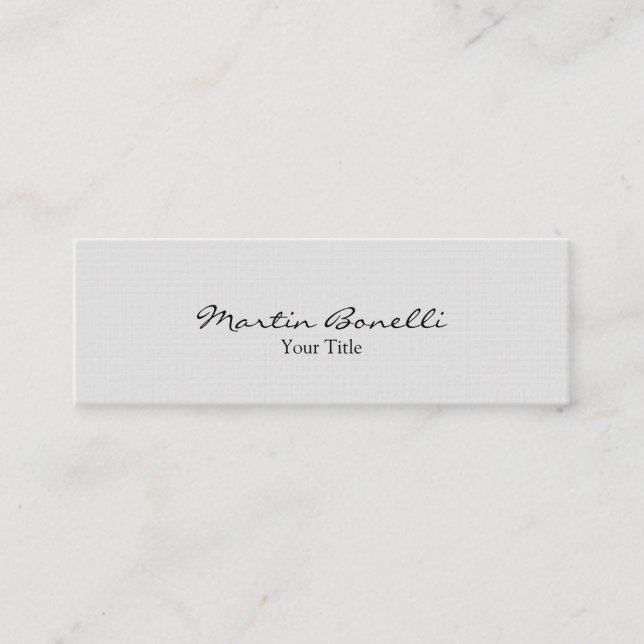 Slim Stylish Linen Grey Trendy Business Card (Front)