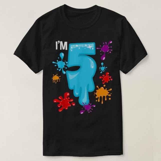 Slime 5th Birthday Party 5 Year Old Bday Party Kid T-Shirt (Design Front)