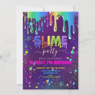 Slime Birthday  Invitation