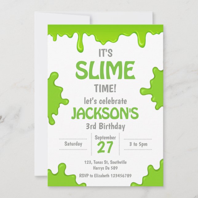 Slime Birthday Invitation (Front)