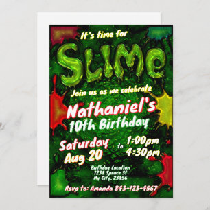 Slime birthday invitation kids slime party