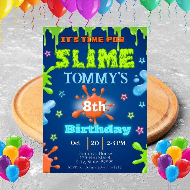 Slime Birthday Party Invitation  (Creator Uploaded)
