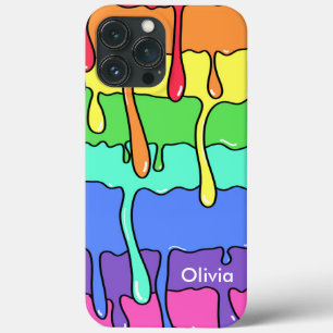 Slime Dripping Melting 90s Retro Rainbow iPhone 13 Pro Max Case