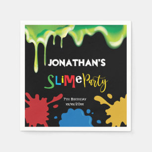 Slime Fun children Birthday party personalised Napkin