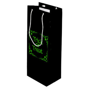 Slime Green Trick or Treat Wine Gift Bag