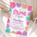 Slime Invitation, Slime Party Invitation<br><div class="desc">Enjoy this slime birthday invitation! It's the perfect way to invite guests to your child's slime themed birthday party. This is a fun,  slime filled invitation with girl colours and glitter!</div>