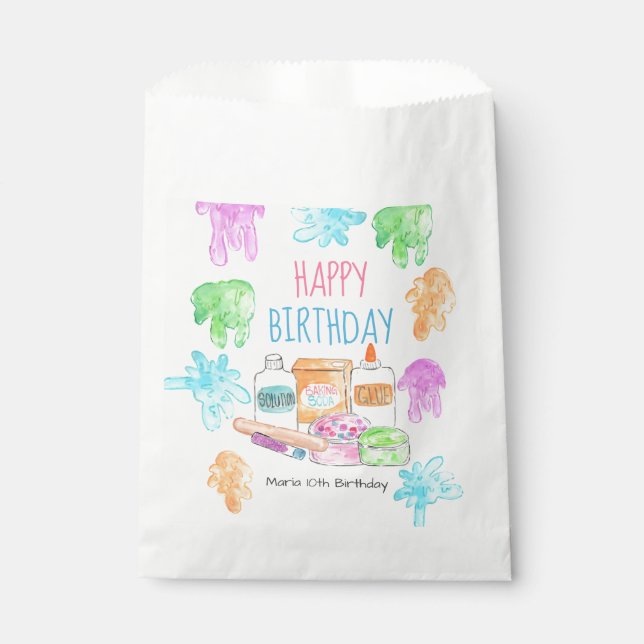 Slime kid birthday party favour bag (Front)