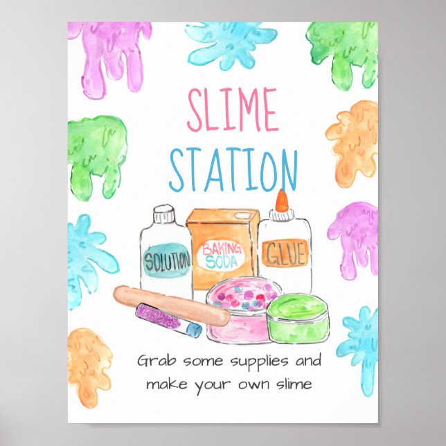 Slime kid birthday party slime station sign (Front)
